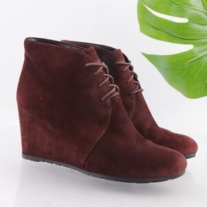 Women's burgundy Suede Wedge Ankle Boots